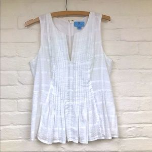 CeCe pleated peplum top Small